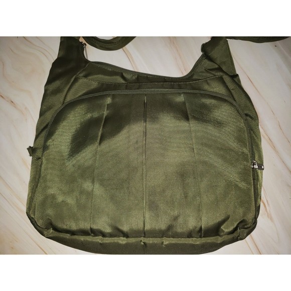 Travelon Crossbody Shoulder Bag   Adjustable Strap Green Pockets VGUC Summer - Picture 3 of 9